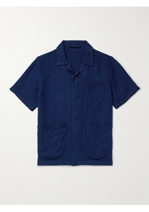 Drake's - Camp-Collar Linen Shirt - Men - Blue - S