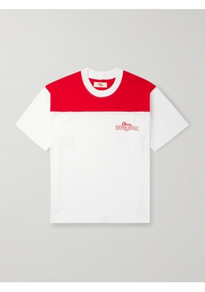 Cherry Los Angeles - Colour-Block Logo-Embroidered Cotton-Jersey T-Shirt - Men - White - XS