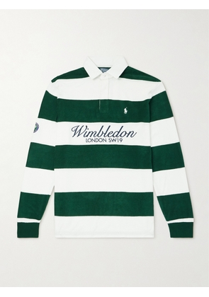 Polo Ralph Lauren - Wimbledon Logo-Embroidered Striped Cotton-Blend Terry Polo Shirt - Men - Green - XS