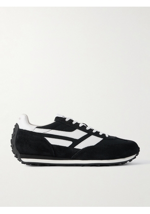 TOM FORD - Mesh and Leather-Trimmed Suede Sneakers - Men - Black - EU 40