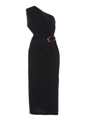 Bottega Veneta - Asymmetric Crepe Jersey Midi Dress - Black - IT 40 - Moda Operandi