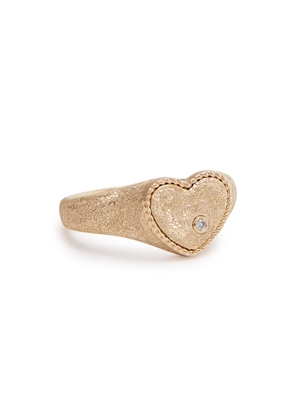Yvonne Leon Baby Chevaliere Glittered Pinky Ring - Gold - 46 (UK H 1/2)
