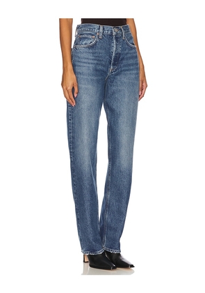 AGOLDE Kelly High Rise Relaxed Straight Jeans in Denim-Medium. Size 25. Also in 26, 29, 31.