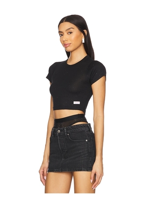 Alexander Wang Hotfix Cropped Short Sleeve Crewneck Tee in Black. Size S. Also in XS.