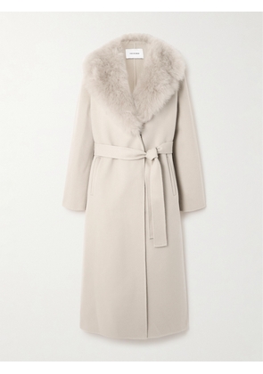 Yves Salomon - Belted Shearling-trimmed Wool And Cashmere-blend Coat - Off-white - FR 34,FR 36,FR 38,FR 40,FR 42,FR 44,FR 46