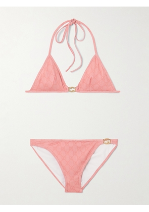 Gucci - Embellished Printed Triangle Bikini - Pink - XXS,XS,S,M,L,XL