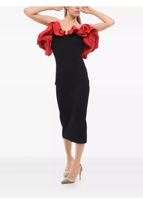 Alexander McQueen hybrid ruffled pencil dress - Black