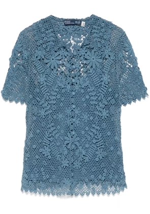 Polo Ralph Lauren floral-lace cotton blouse - Blue