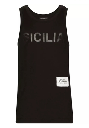 Dolce & Gabbana logo-patch cotton vest - Black