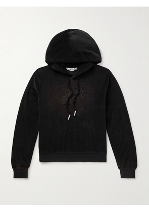Acne Studios - Faro Logo-Embossed Cotton-Blend Velour Hoodie - Men - Black - XS