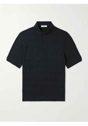 Mr P. - Golf Checked Organic Cotton-Jacquard Polo Shirt - Men - Gray - XS