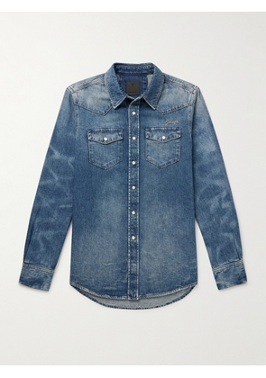 Givenchy - Logo-Embroidered Washed-Denim Western Shirt - Men - Blue - S
