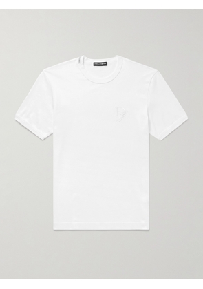 Dolce&Gabbana - Slim-Fit Logo-Embroidered Cotton-Jersey T-Shirt - Men - White - IT 44