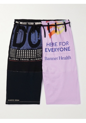 MARINE SERRE - Straight-Leg Upcycled Printed Cotton-Jersey Shorts - Men - Purple - XS