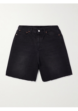 VETEMENTS - Wide-Leg Frayed Denim Shorts - Men - Black - UK/US 28