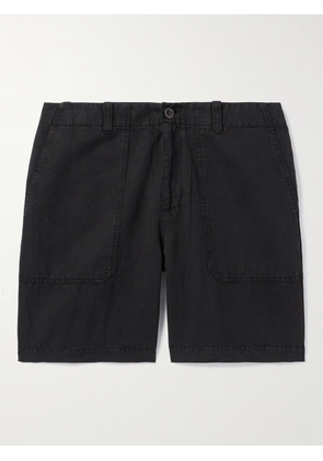 Mr P. - Straight-Leg Cotton and Linen-Blend Cargo Shorts - Men - Black - 28