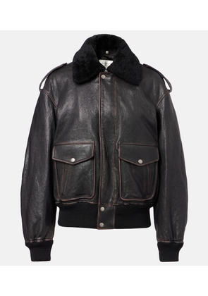 Saint Laurent Shearling-trimmed leather jacket
