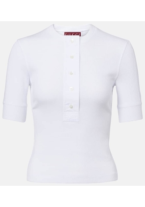 Gucci Ribbed-knit cotton polo shirt