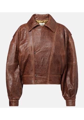 Saint Laurent Double-breasted leather bomber jacket