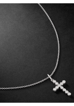 KOLOURS JEWELRY - 14-Karat White Gold Diamond Pendant Necklace - Men - Silver