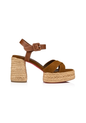 Christian Louboutin - Calakala 70mm Leather Platform Sandals - Brown - IT 40 - Moda Operandi