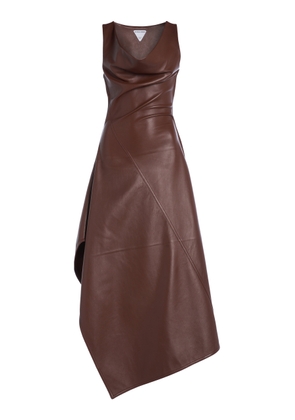Bottega Veneta - Asymmetric Leather Dress - Brown - IT 38 - Moda Operandi