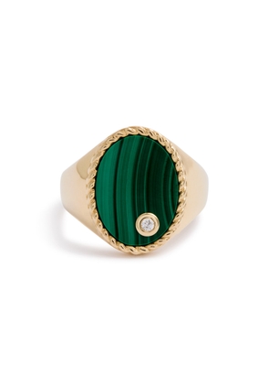 Yvonne Leon Chevalière Oval Embellished 9kt Gold Ring - Green - 53 (UK N / US 6.75)