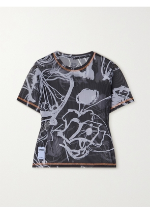 MCQ ALEXANDER MCQUEEN - Printed Stretch-mesh T-shirt - Black - xx small,x small,small,medium,large,x large