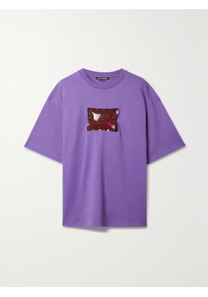 Acne Studios - Appliquéd Cotton-jersey T-shirt - Purple - xx small,x small,small,medium,large