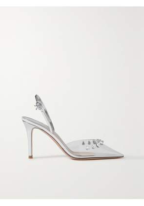 Gianvito Rossi - 85 Crystal-embellished Pvc And Metallic Leather Slingback Pumps - Neutrals - IT35,IT36,IT36.5,IT37,IT37.5,IT38,IT38.5,IT39,IT39.5,IT40,IT40.5,IT41,IT41.5,IT42