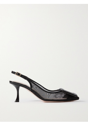 Roger Vivier - Viv' In The City Patent Leather-trimmed Mesh Slingback Pumps - Black - IT34,IT34.5,IT35,IT35.5,IT36,IT36.5,IT37,IT37.5,IT38,IT38.5,IT39,IT39.5,IT40,IT40.5,IT41,IT41.5,IT42