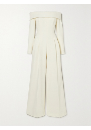 Emilia Wickstead - Vesper Off-the-shoulder Crepe Jumpsuit - Ivory - UK 6,UK 8,UK 10,UK 12,UK 14,UK 16,UK 18