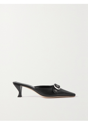 BY FAR - Evelyn Buckled Leather Mules - Black - IT35,IT36,IT37,IT38,IT39,IT40,IT41