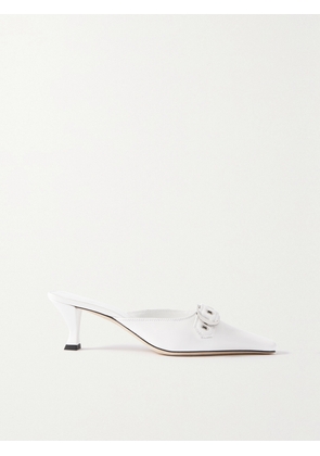 BY FAR - Evelyn Buckled Leather Mules - White - IT35,IT36,IT37,IT38,IT39,IT40,IT41