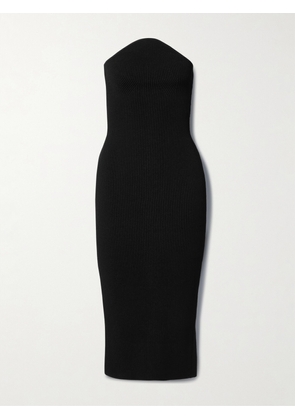 KHAITE - Rumer Strapless Ribbed-knit Midi Dress - Black - x small,small,medium,large,x large