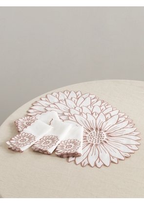 MAISON MARGAUX - + Anna Mason Ophelia Set Of Four Embroidered Linen Napkins And Placemats - Pink - One size