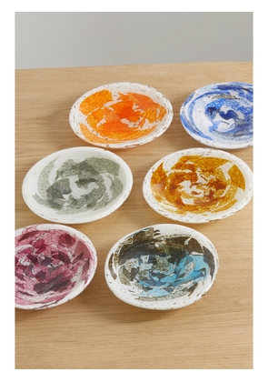 STORIES OF ITALY - Nougat Set Of Six Murano Glass Dessert Plates - Blue - One size