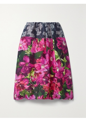 Dries Van Noten - Gathered Floral-print Silk And Cotton-blend Satin Skirt - Pink - x small,small,medium,large