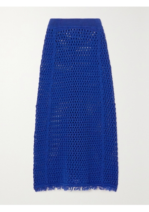 Dries Van Noten - Fringed Crocheted Cotton Midi Skirt - Blue - x small,small,medium,large