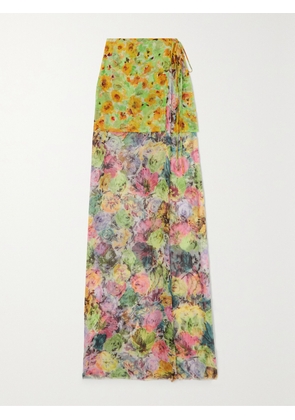 Dries Van Noten - Layered Floral-print Silk-georgette And Chiffon Maxi Wrap Skirt - Yellow - FR 34,FR 36,FR 38,FR 40,FR 42,FR 44