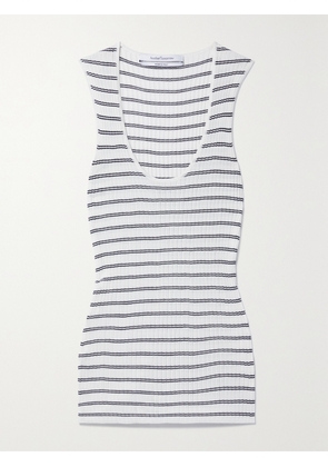 Another Tomorrow - + Net Sustain Striped Ribbed-knit Tank - White - x small,small,medium,large,x large