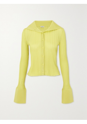 LOEWE - Embellished Ribbed-knit Cardigan - Yellow - x small,small,medium,large