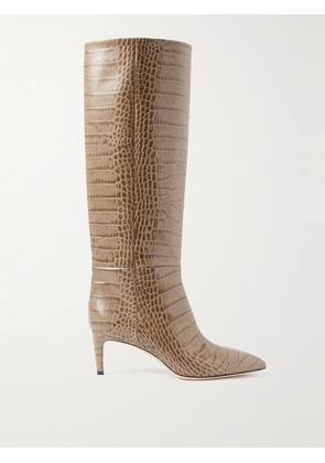 Paris Texas - Stiletto Croc-effect Leather Knee Boots - Brown - IT36,IT36.5,IT37,IT37.5,IT38,IT38.5,IT39,IT39.5,IT40,IT40.5,IT41,IT41.5,IT42