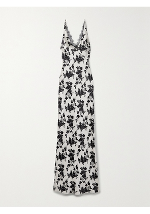 Veronica Beard - Hamina Lace-trimmed Cotton-blend Satin-jacquard Maxi Dress - Ivory - US0,US2,US4,US6,US8,US10,US12