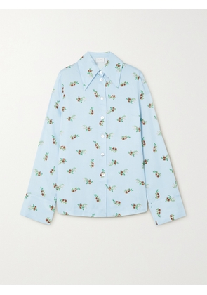 SLEEPER - Blossom Floral-print Satin Shirt - Blue - x small,small,medium,large,x large