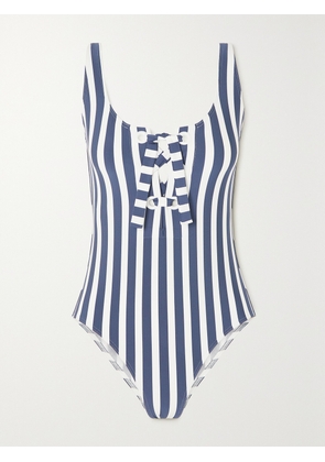 Eres - Samba Lace-up Striped Swimsuit - Blue - FR 38,FR 40,FR 42,FR 44,FR 46,FR 48