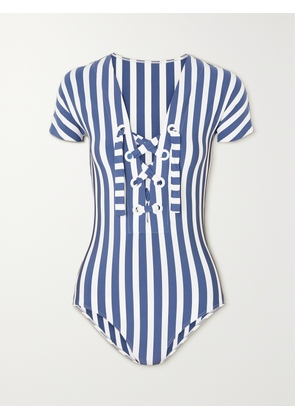 Eres - Samba Chiquito Lace-up Striped Swimsuit - Blue - FR 36,FR 38,FR 40,FR 42,FR 44