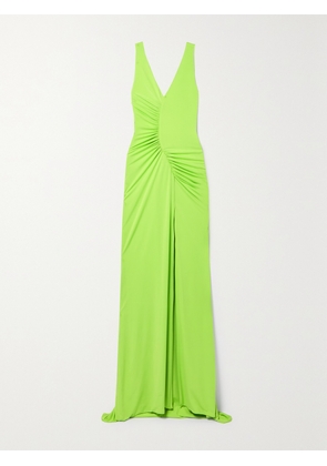 SERGIO HUDSON - Ruched Neon Stretch-jersey Gown - Green - US2,US4,US6,US8,US10