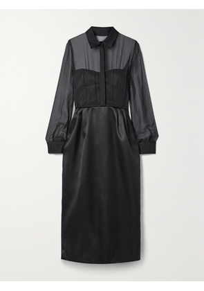 Gabriela Hearst - + Net Sustain Beatrice Organic Wool And Silk-blend Satin-twill And Silk-chiffon Dress - Black - IT36,IT38,IT40,IT42,IT44,IT46,IT48