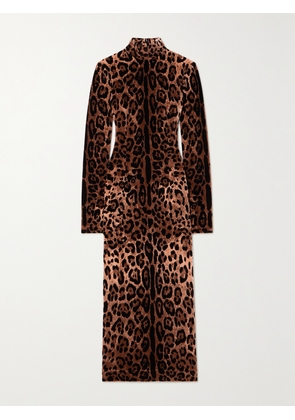 Dolce & Gabbana - Leopard-jacquard Stretch-cotton Chenille Midi Dress - Animal print - IT36,IT38,IT40,IT42,IT44,IT46,IT48,IT50